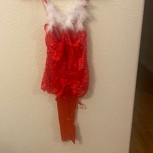 Red Lace teddy style small meant to be worn with no panties.